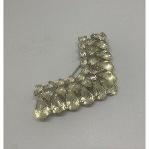 Antique Eisenberg Rhinestone Brooch with E in Script Estate Jewelry